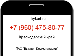 Информация о номере телефона +7 (960) 475-80-77: регион, оператор