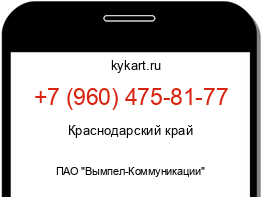 Информация о номере телефона +7 (960) 475-81-77: регион, оператор