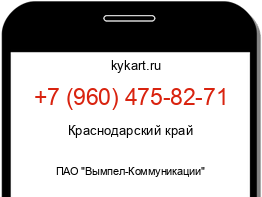 Информация о номере телефона +7 (960) 475-82-71: регион, оператор