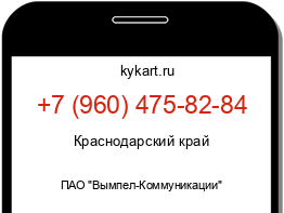 Информация о номере телефона +7 (960) 475-82-84: регион, оператор