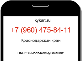 Информация о номере телефона +7 (960) 475-84-11: регион, оператор