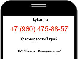 Информация о номере телефона +7 (960) 475-88-57: регион, оператор