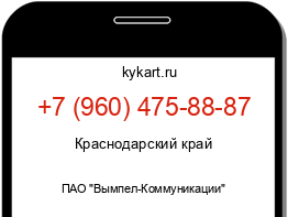 Информация о номере телефона +7 (960) 475-88-87: регион, оператор