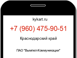 Информация о номере телефона +7 (960) 475-90-51: регион, оператор