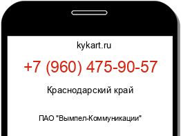 Информация о номере телефона +7 (960) 475-90-57: регион, оператор