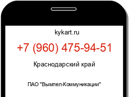 Информация о номере телефона +7 (960) 475-94-51: регион, оператор