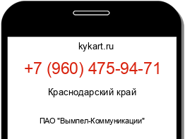 Информация о номере телефона +7 (960) 475-94-71: регион, оператор