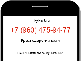 Информация о номере телефона +7 (960) 475-94-77: регион, оператор