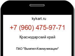 Информация о номере телефона +7 (960) 475-97-71: регион, оператор