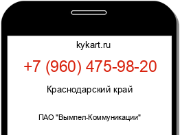 Информация о номере телефона +7 (960) 475-98-20: регион, оператор