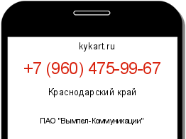 Информация о номере телефона +7 (960) 475-99-67: регион, оператор