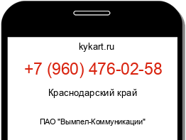 Информация о номере телефона +7 (960) 476-02-58: регион, оператор