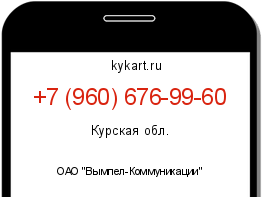Информация о номере телефона +7 (960) 676-99-60: регион, оператор