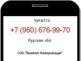 Информация о номере телефона +7 (960) 676-99-70: регион, оператор