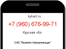 Информация о номере телефона +7 (960) 676-99-71: регион, оператор