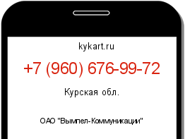 Информация о номере телефона +7 (960) 676-99-72: регион, оператор