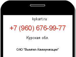 Информация о номере телефона +7 (960) 676-99-77: регион, оператор