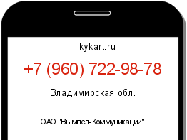Информация о номере телефона +7 (960) 722-98-78: регион, оператор