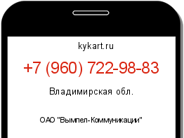 Информация о номере телефона +7 (960) 722-98-83: регион, оператор