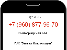 Информация о номере телефона +7 (960) 877-96-70: регион, оператор