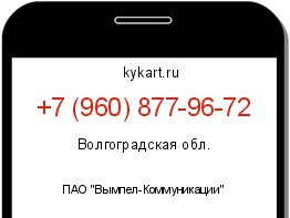 Информация о номере телефона +7 (960) 877-96-72: регион, оператор