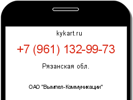Информация о номере телефона +7 (961) 132-99-73: регион, оператор