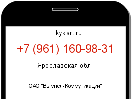 Информация о номере телефона +7 (961) 160-98-31: регион, оператор