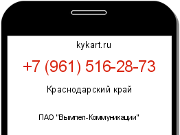 Информация о номере телефона +7 (961) 516-28-73: регион, оператор