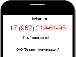 Информация о номере телефона +7 (962) 219-61-95: регион, оператор