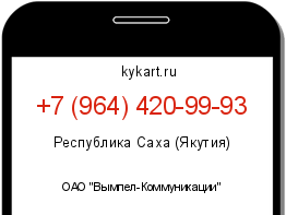 Информация о номере телефона +7 (964) 420-99-93: регион, оператор