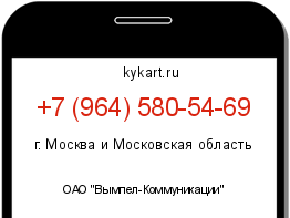 Информация о номере телефона +7 (964) 580-54-69: регион, оператор