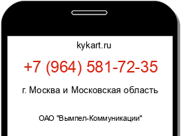 Информация о номере телефона +7 (964) 581-72-35: регион, оператор