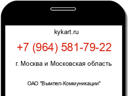Информация о номере телефона +7 (964) 581-79-22: регион, оператор