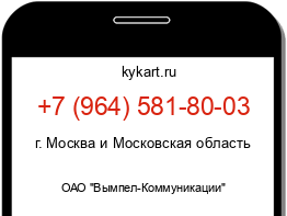 Информация о номере телефона +7 (964) 581-80-03: регион, оператор