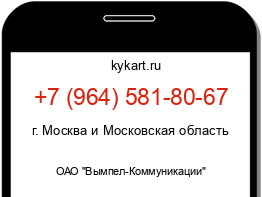 Информация о номере телефона +7 (964) 581-80-67: регион, оператор