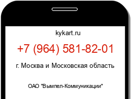 Информация о номере телефона +7 (964) 581-82-01: регион, оператор