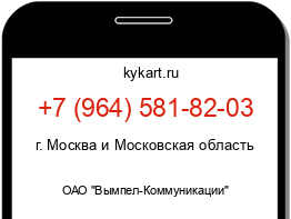 Информация о номере телефона +7 (964) 581-82-03: регион, оператор