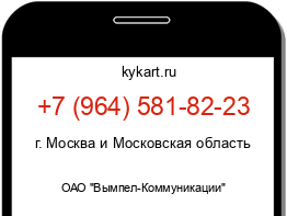 Информация о номере телефона +7 (964) 581-82-23: регион, оператор
