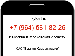 Информация о номере телефона +7 (964) 581-82-26: регион, оператор