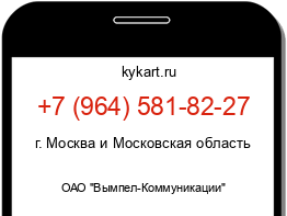 Информация о номере телефона +7 (964) 581-82-27: регион, оператор
