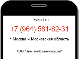 Информация о номере телефона +7 (964) 581-82-31: регион, оператор