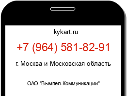 Информация о номере телефона +7 (964) 581-82-91: регион, оператор