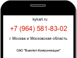 Информация о номере телефона +7 (964) 581-83-02: регион, оператор