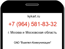 Информация о номере телефона +7 (964) 581-83-32: регион, оператор