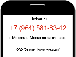 Информация о номере телефона +7 (964) 581-83-42: регион, оператор