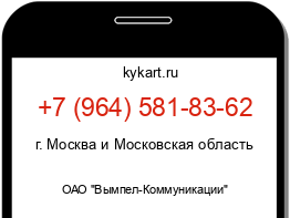 Информация о номере телефона +7 (964) 581-83-62: регион, оператор