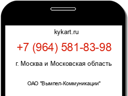 Информация о номере телефона +7 (964) 581-83-98: регион, оператор