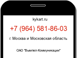 Информация о номере телефона +7 (964) 581-86-03: регион, оператор