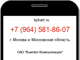 Информация о номере телефона +7 (964) 581-86-07: регион, оператор
