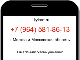 Информация о номере телефона +7 (964) 581-86-13: регион, оператор